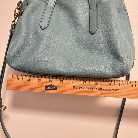 Fossil Bag Womens Size Medium Blue Leather Satchel Crossbody Top Handle Purse - Picture 11 of 11
